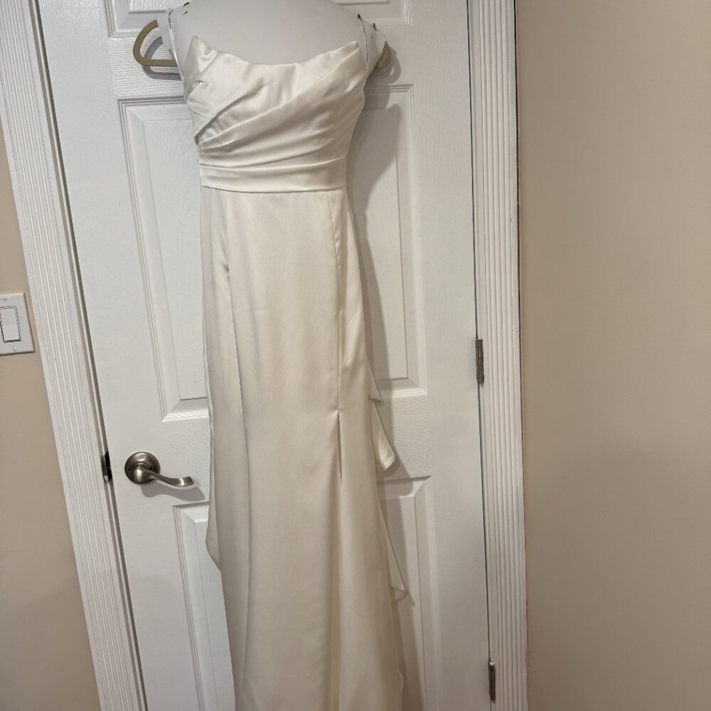 Willowby by Watters Elynor Strapless Satin Mermaid Wedding Gown - Picture 5 of 10